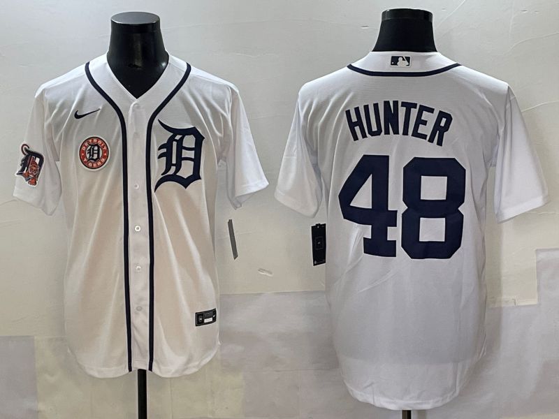 Men 2025 Detroit Tigers 48 Hunter White Game Nike MLB Jersey style 7